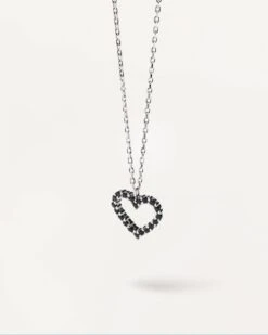 Black Heart Necklace Silver