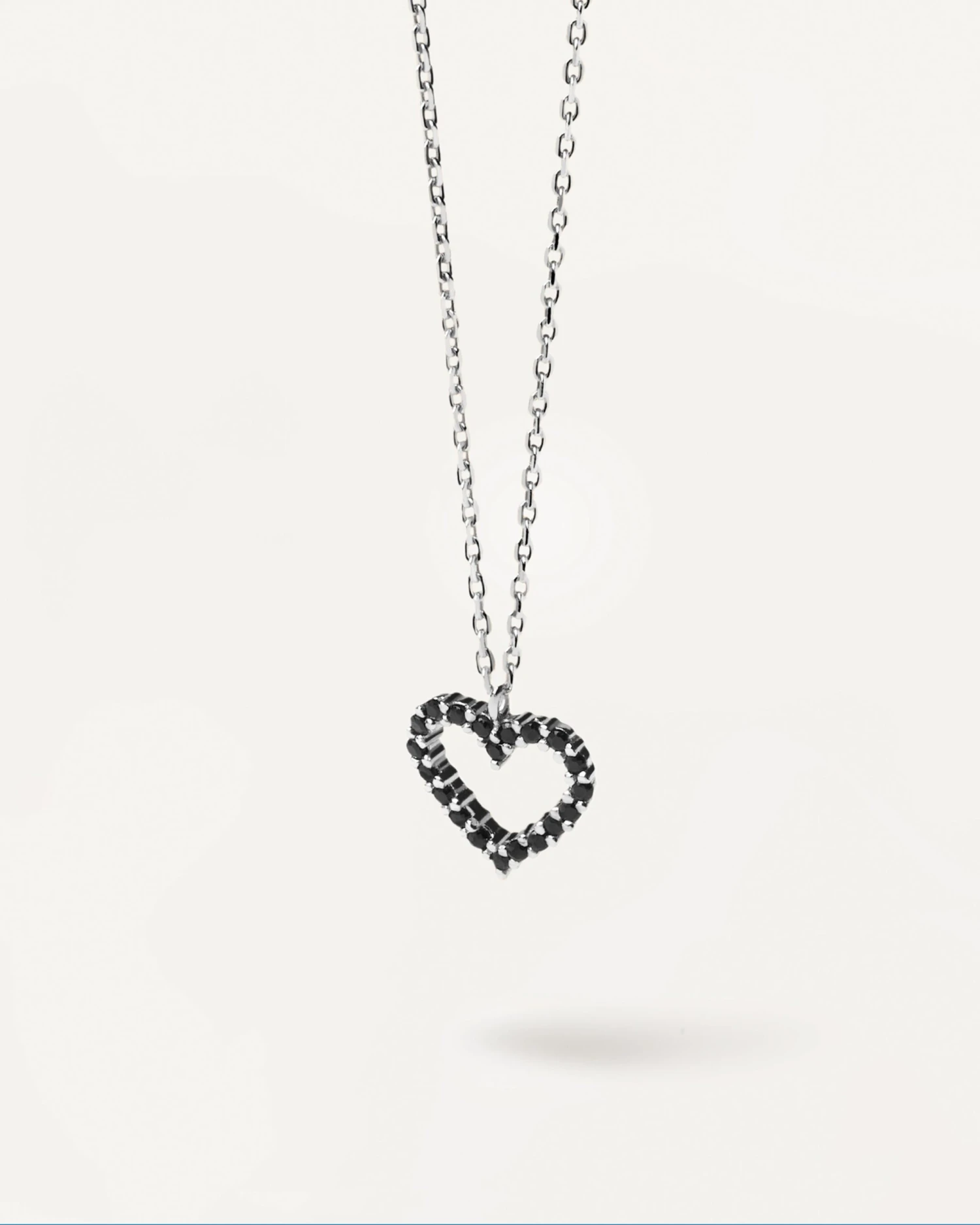 Black Heart Necklace Silver 1 Black Heart Necklace Silver