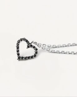 Black Heart Necklace Silver 9 Black Heart Necklace Silver -Fashion Accessories CO02 221 U alt6 scaled