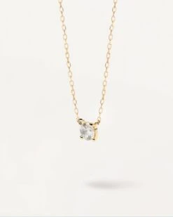 Diamonds And Gold Solitaire Medium Necklace