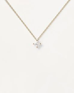 Square Diamond And Gold Solitaire Necklace -Fashion Accessories CO05 041 U scaled