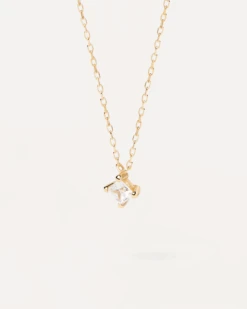 Square Diamond And Gold Solitaire Necklace -Fashion Accessories CO05 041 alt1
