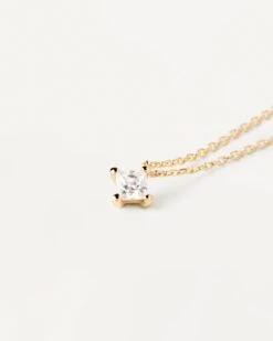 Square Diamond And Gold Solitaire Necklace -Fashion Accessories CO05 041 alt2 8e189e22 b94b 47ac a9dd f6ce417e035d scaled