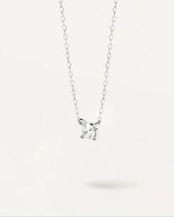Diamonds And White Gold Solitaire Mini Necklace -Fashion Accessories CO06 001 U alt8