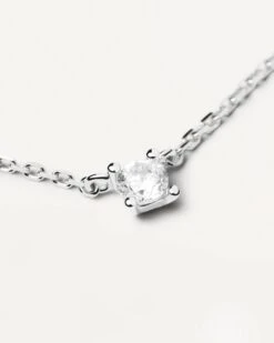 Diamonds And White Gold Solitaire Mini Necklace -Fashion Accessories CO06 001 U alt9 scaled