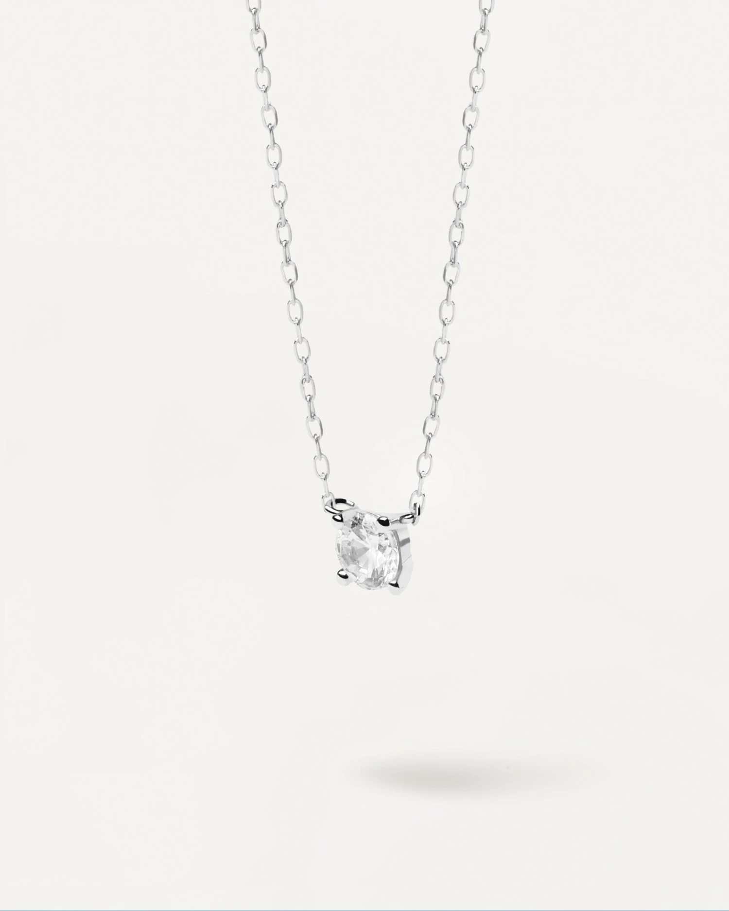 Diamonds And White Gold Solitaire Medium Necklace 1 Diamonds And White Gold Solitaire Medium Necklace
