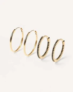 Black Medium Hoops Bundle