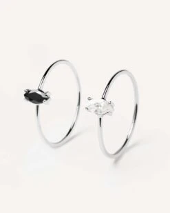 White&Black India Silver Rings Bundle