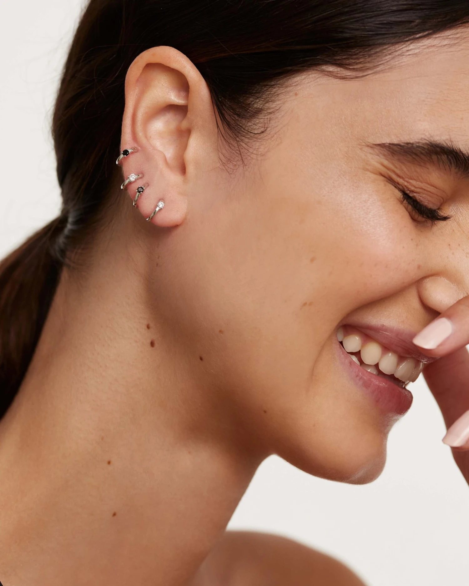 White&Black Solitary Silver Earrings Bundle 2 White&Black Solitary Silver Earrings Bundle - Image 2