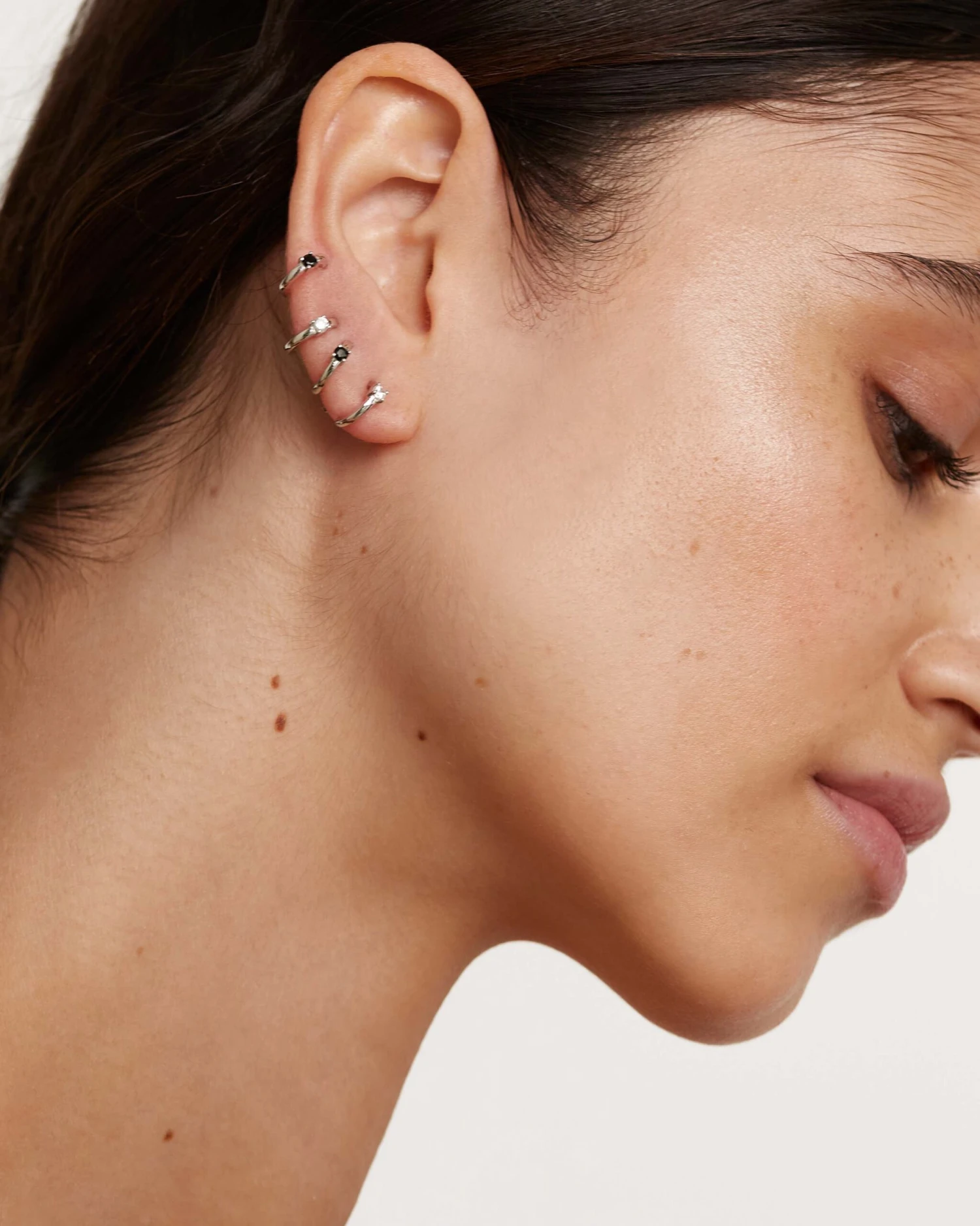 White&Black Solitary Silver Earrings Bundle 3 White&Black Solitary Silver Earrings Bundle - Image 3