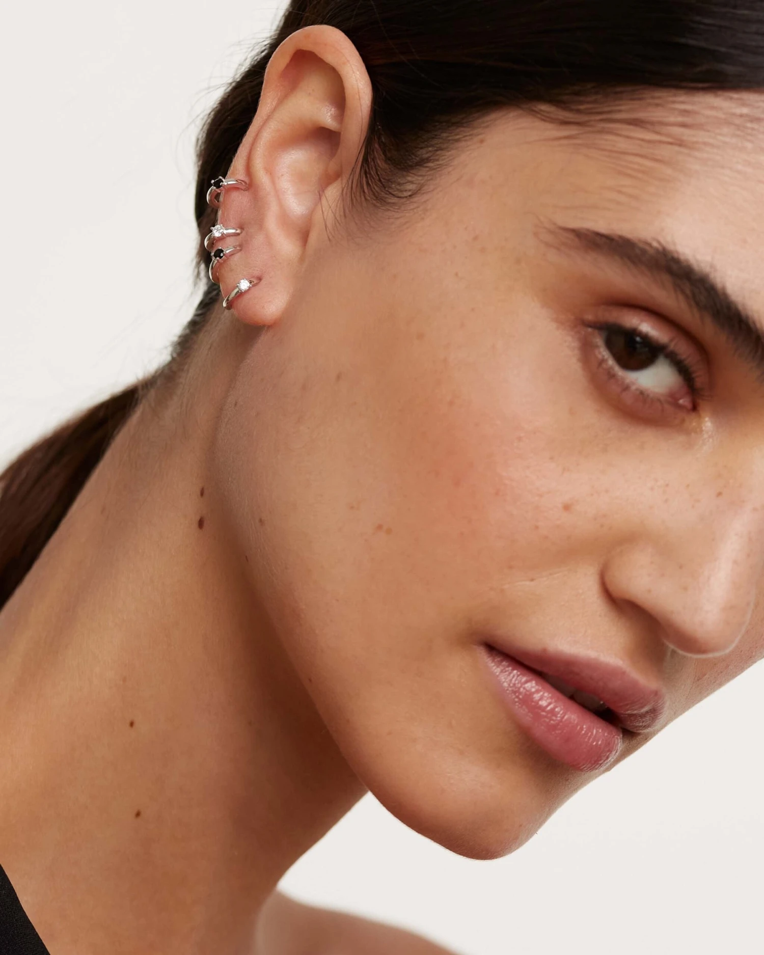 White&Black Solitary Silver Earrings Bundle 4 White&Black Solitary Silver Earrings Bundle - Image 4