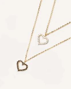White&Black Heart Necklaces Bundle