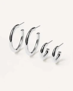 Supreme&Mini Cloud Silver Hoops Bundle