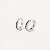 Black Mini Hoops Silver