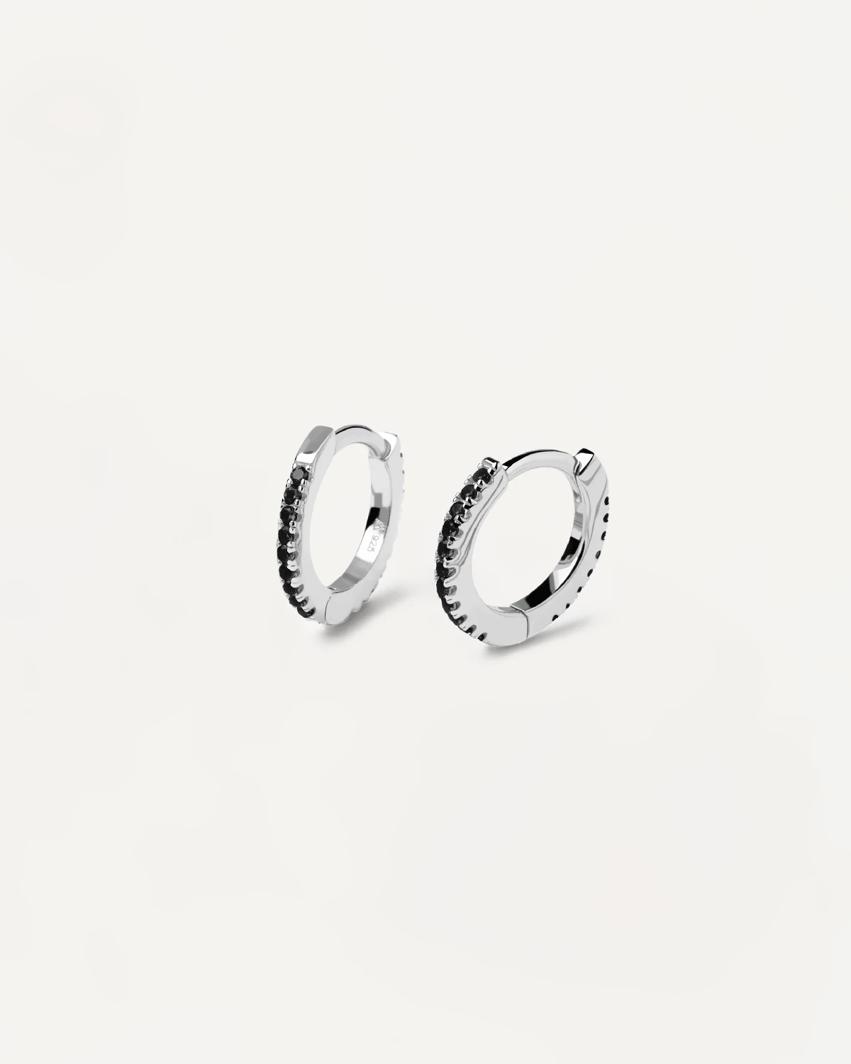 Black Mini Hoops Silver 6 Black Mini Hoops Silver - Image 6