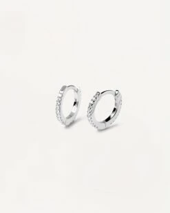 White Mini Hoops Silver -Fashion Accessories PACK WHITEEBASICSILVER 1
