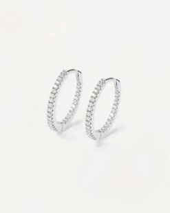White Medium Hoops Silver -Fashion Accessories PACK WHITEMEDIUMSILVERHOOPS 1