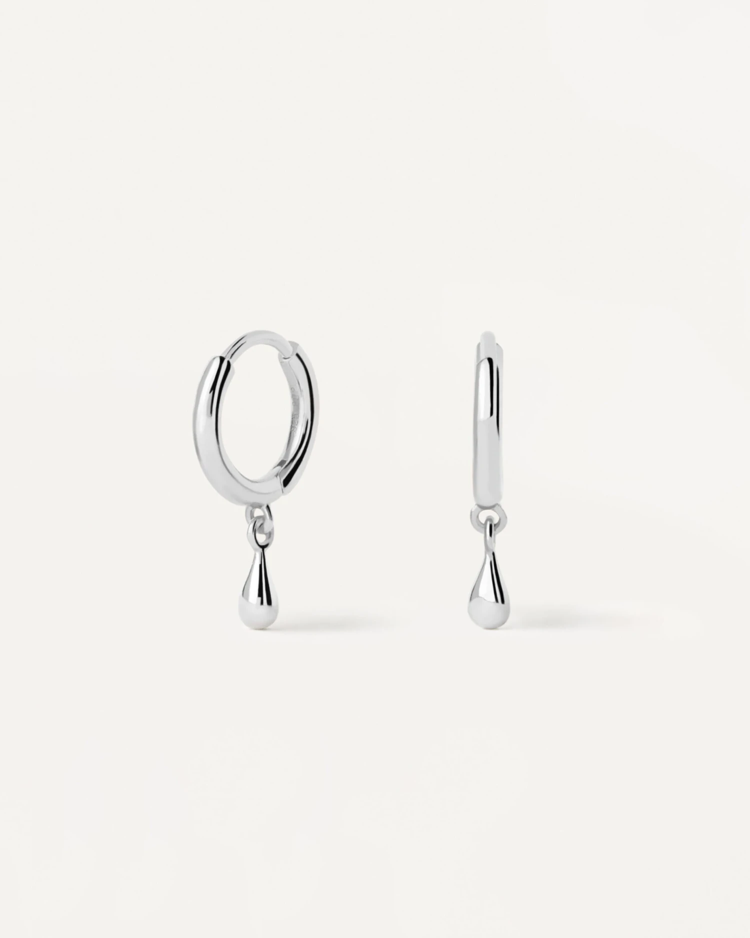 Teardrop Silver Single Hoop Earring 5 Teardrop Silver Single Hoop Earring - Image 5