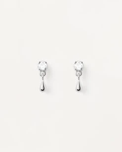 Water Silver Single Stud Earring -Fashion Accessories PG02 027 U alt8 scaled