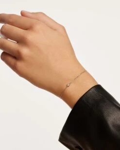 White Solitary Bracelet Silver -Fashion Accessories PU02 078 U 2 scaled