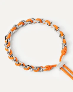 Tangerine Rope And Chain Silver Bracelet -Fashion Accessories PU02 686 U alt1