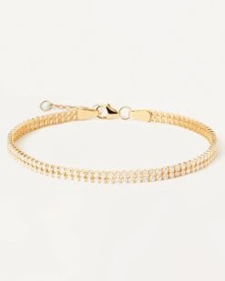 Diamonds And Gold Double Tennis Bracelet